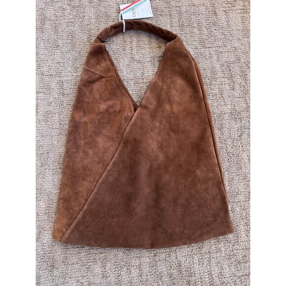NWT CHEVAL Firenze Suede Genuine Leather Hobo Bag Pouch Camel Tan Italy - Picture 15 of 16